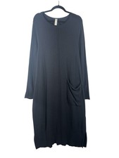 Ischiko Navy Wool Cashmere Blend Knit Midi Dress UK 12 Size 2