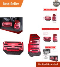 Car Pedal Pads Set 2 Pcs Red Non-slip Covers For Automatic Vehicles Universal