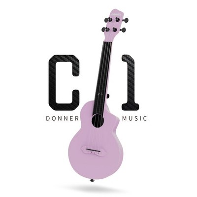Donner 23'' Matte Ukulele Purple Concert Carbon Fiber Starter Kit Uke Guitar