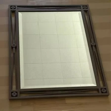 Industrial Wall Mirror My Swanky Home UM09674MSH Metal Beveled Frame 33in
