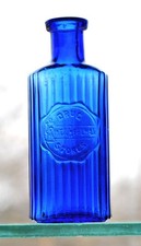 Empty Drug Store Poison Bottle: Drug / Riker Hegeman / Stores. Cobalt