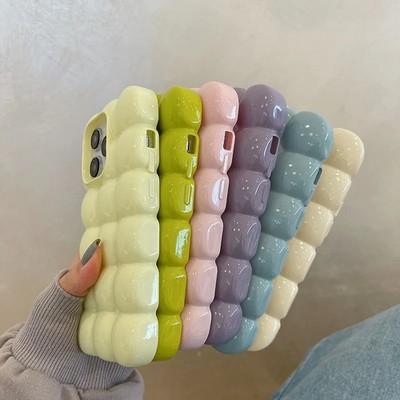Cute Shockproof 3D Block Lattice Case Cartoon For iPhone13 14 15 Pro 16 Pro Max