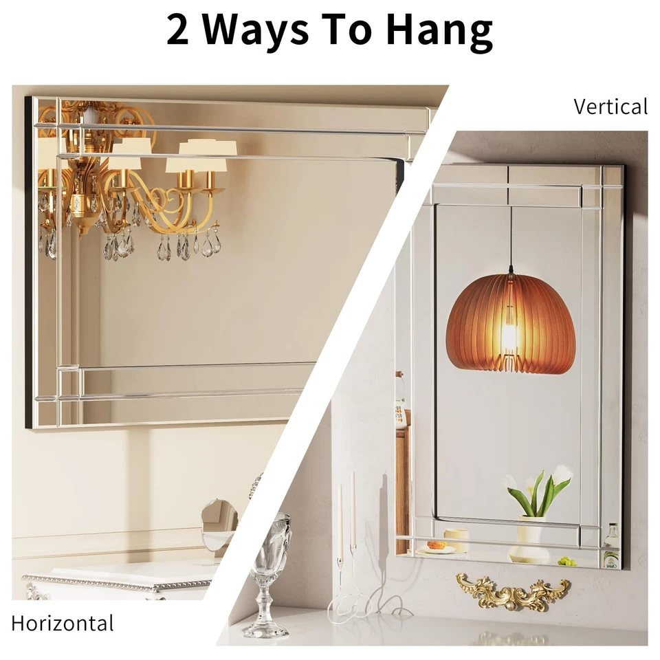 18" x 30"Frameless Rectangular Wall Mirror,Polished Beveled Edge Decorative M... - Image 4 of 4