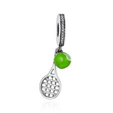Tennis Ball & Tennis racket Charm 925 Sterling Silver tennis racquet Charm Beads
