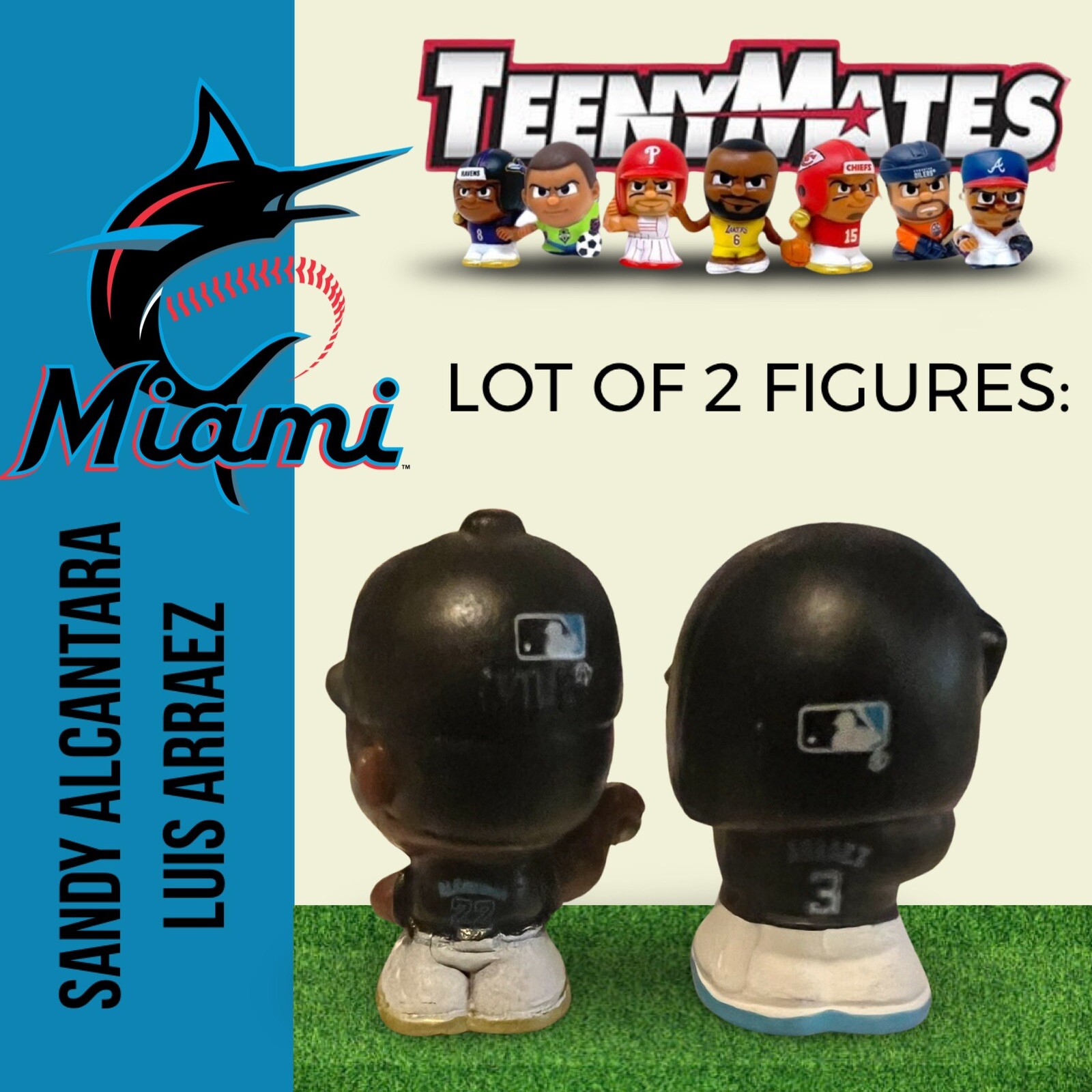 Lot Of 2 MLB TeenyMates 1 Inch Figures Miami Marlins Sandy Alcantara ...