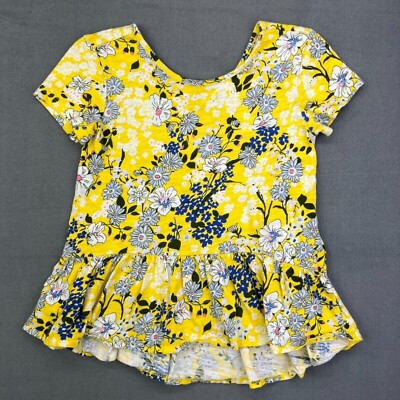 OLD NAVY  TODDLER GIRL HI LOW FLORAL YELLOW MULTICOLOR FLORAL TOP  5T