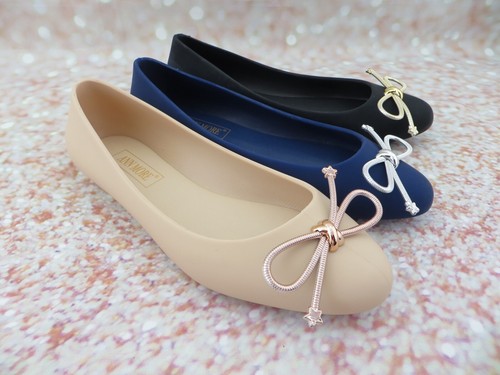 ANN MORE BRISTOL Jelly Ballerina Flats Women Jelly shoes Bow lace Slide cushion - Picture 5 of 13