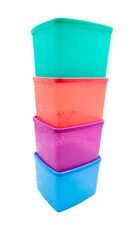 Tupperware Snowflake Freezer Medium Square Round Plastic Container 800ml (4) Set