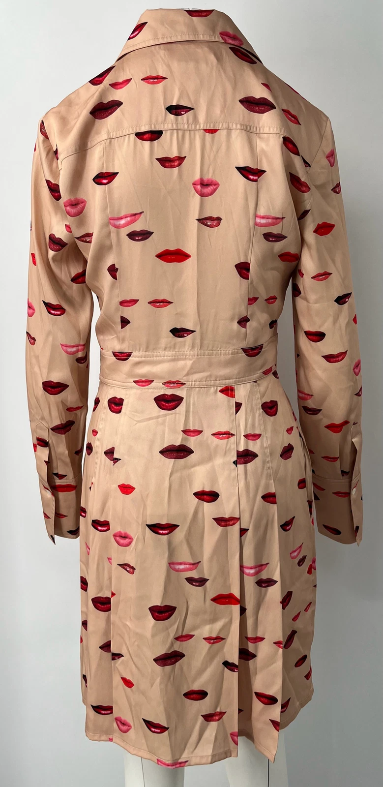 UNDERCOVER Abito camicia Victoria Victoria Beckham ALTRD plissettato stampa labbra raso twill taglia 8