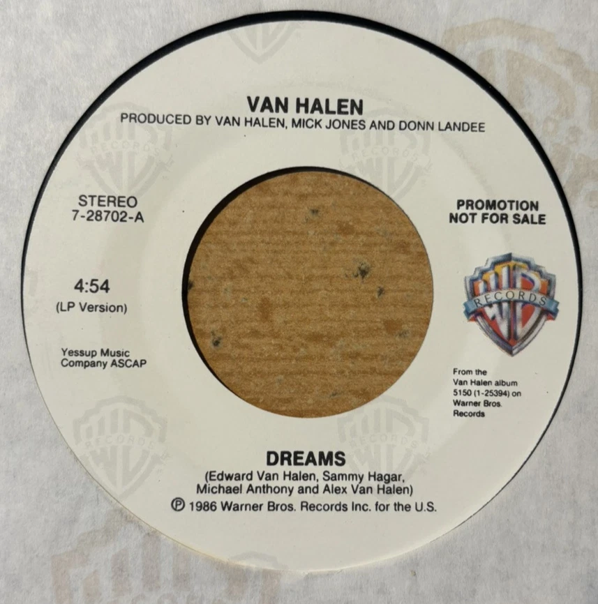 VAN HALEN * DREAMS * US PROMO SINGLE WARNER BROS. 7-28702-DJ PLAYS GREAT (1986) - Image 3 of 4
