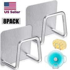 8Pcs Adhesive Sponge Holder Sink Caddy for Kitchen Accessories Stainless Steel