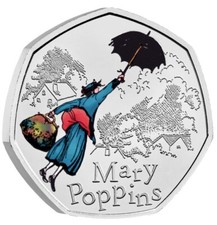 2025 Royal Mint Mary Poppins Colored Coin BU 50p in folder Limited edition
