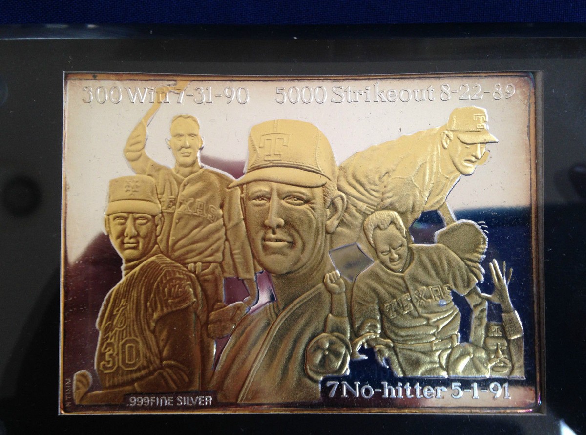 1991 Nolan Ryan All Time Strike Out Leader 5714 3.5 oz Silver Art