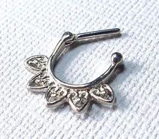 1pc 100% SURGICAL STEEL Full Heart Filigree Clicker Pierced Nose Ring 14g 16g