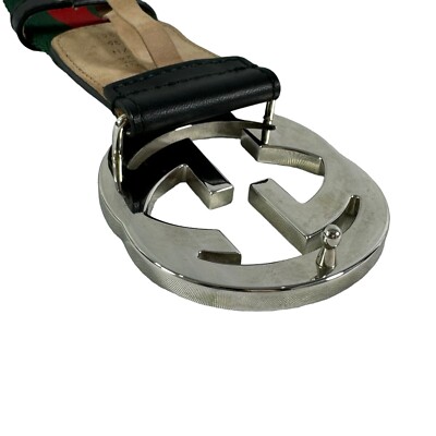 Kアクセサリー GUCCI 214351 Green Red Nylon Web Interlocking GG Men's Belt