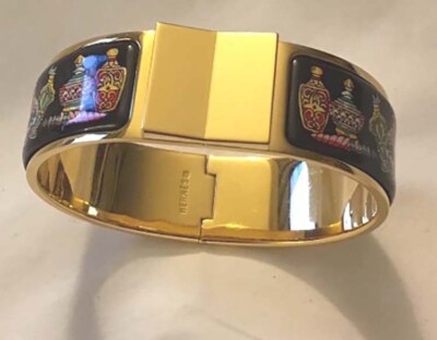 Rare Authentic HERMES Clic Clac Bangle Bracelet Perfume Bottle Design Enamel GP