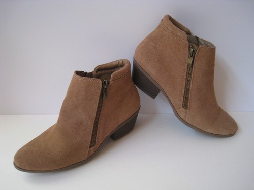 BROWN SUEDE LEATHER ANKLE ZIP BOOTIE 
