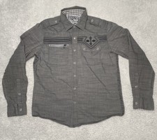 Affliction Black Premium Gray Long Sleeve Button Up Embroidered Shirt Mens M