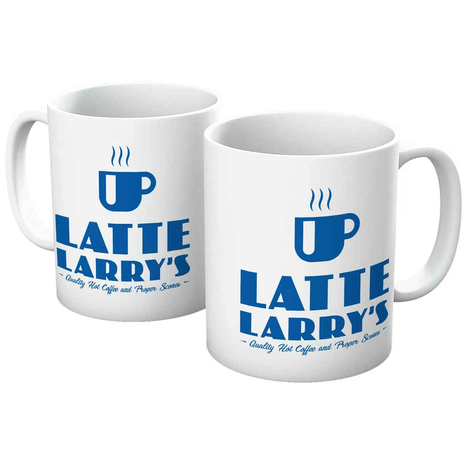 THE GUNS OF BRIXTON CURB YOUR ENTHUSIASM LATTE LARRY'S COFFEE SCONE SPITE MUG IN VARIOUS COLOURS