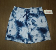 NEW BOYS CAT  JACK ABOVE THE KNEE BLUE TIE DYE PULL ON SHORTS SIZE M 8