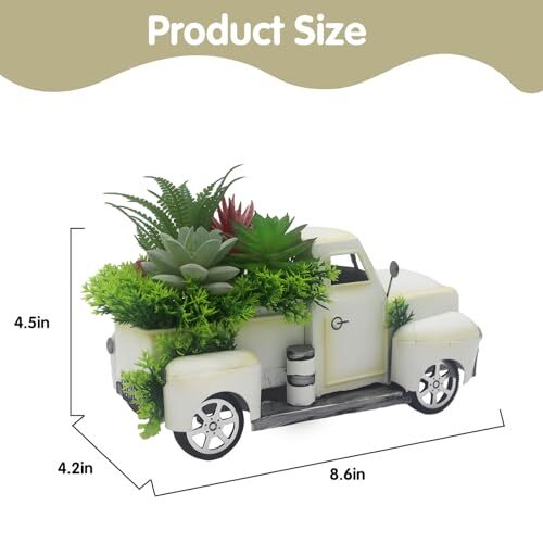 Vintage White Metal Truck Decor with Fake Succulent, Farmhouse Table eBay