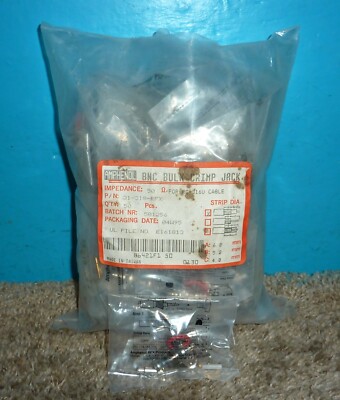 50 Amphenol 31-318RFX BNC Bulkhead Crimp Jacks for RG-174 188 316 NOS Sealed