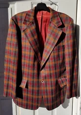 VTG Curlee Blazer Single Breasted Sport Jacket Plaid Hipster Funky Anchorman M