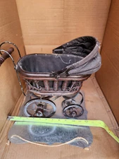 Vintage Antique Wicker Metal Victorian Style Baby Doll Pram Carriage Stroller