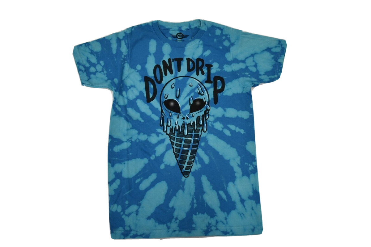 A-Lab Mens Don't Drip Ice Cream Cone Tie Dye Blue Tee Shirt NWT XS