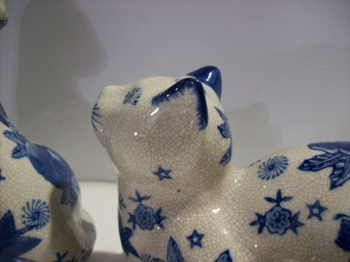 Set di (3) statuine gatto vintage in ceramica blu Delft, OTTIME CONDIZIONI! - Foto 15 di 19
