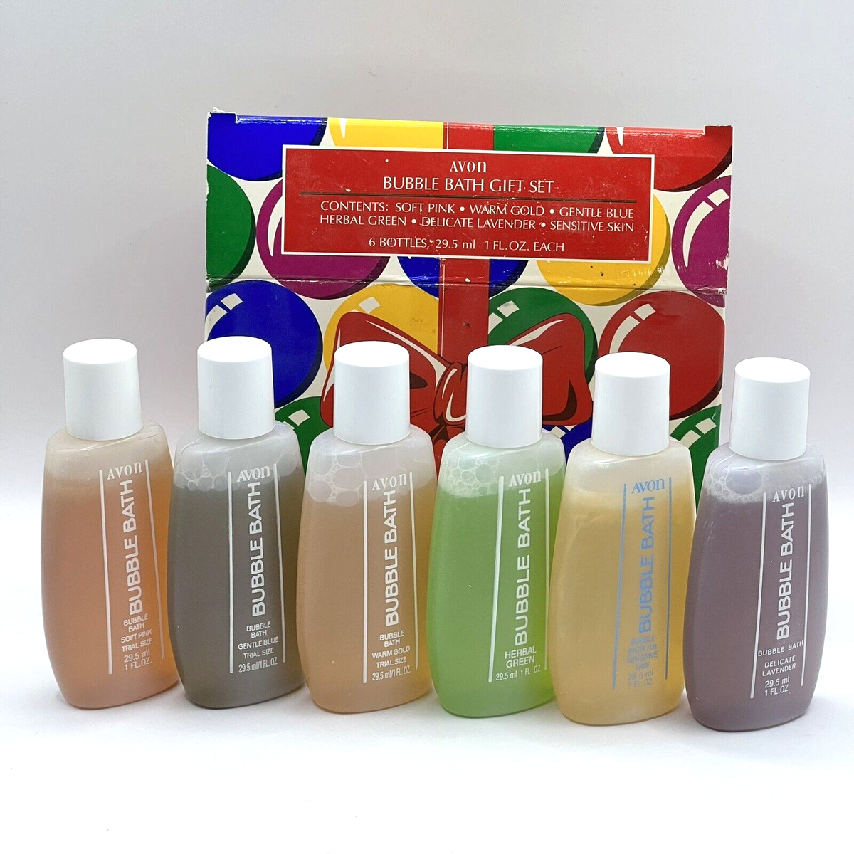 AVONビンテージ ガラス瓶 6つセット Vintage Avon Bubble Bath Gift Set of 6 Bottles 1.0 oz Each