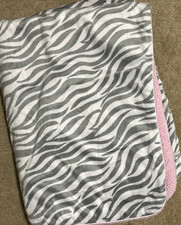 Koala Baby Gray White Zebra Print Pink Backing Baby Blanket 30x40
