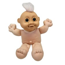 RUSS Troll Doll Baby Plush Boy Girl White Pink Hair Blue Eyes VTG Mowhawk 12"