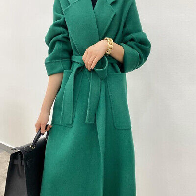 Womens Korean Fashion Lapel Collar Trench Coats Casual Wool Blend 