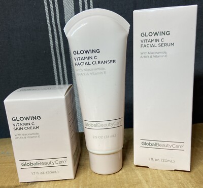 Global Beauty Care Glowing Vit C Skin Cream, Facial Cleanser and Facial Serum