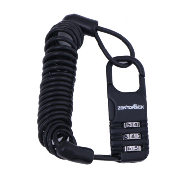 Motorcycle Helmet Lock Cable Black Tough Combination PIN Locking  Carabiner