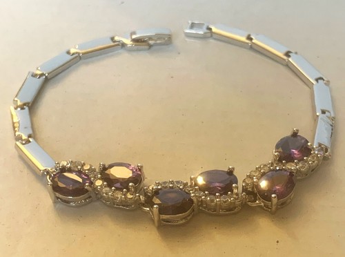 Bracciali finitura oro bianco, pietre preziose create taglio ovale e diamante, CROCIERA in scatola - Foto 10 di 15