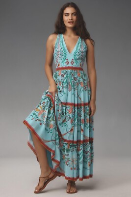 Anthropologie Limerick by Abirr n' Nanki V-Neck Tiered Floral Maxi Dress  Size XL | eBay