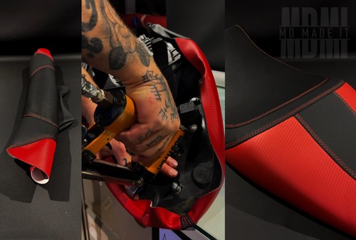 FITS APRILIA RS 125 97-05 CUSTOM REAR GRIP VINYL SEAT COVER BLACK - Picture 3 of 5