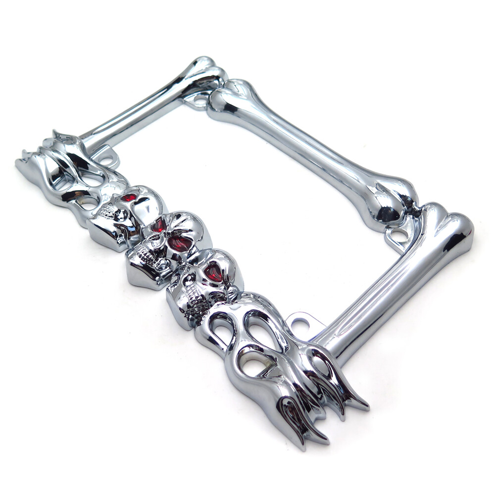 Cruiser Accessories Skull & Flame Motorcycle License Plate
