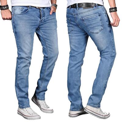 Alessandro Salvarini Designer Herren Jeans Hose Basic Stretch Regular Slim O048