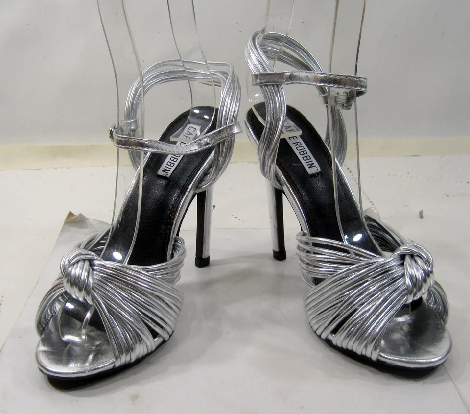 CAPE ROBBIN Silver 5"high Stiletto heel peep toe ankle strap sexy WOMEN Size 6.5 - Image 3 of 4