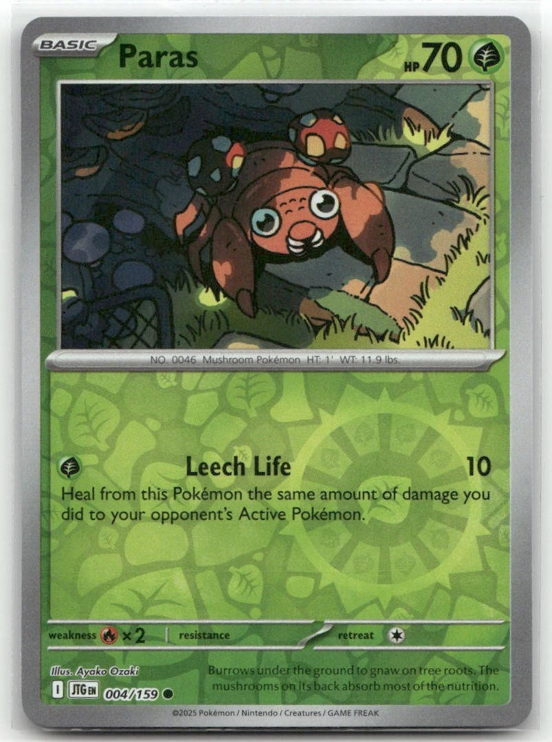 Paras 004/159 Reverse Holo Journey Together Pokemon TCG