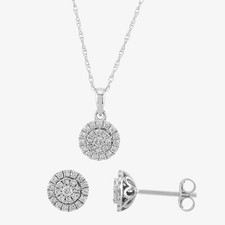 9ct White Gold 0.50ct Diamond Cluster Halo Jewellery Set TH0121763