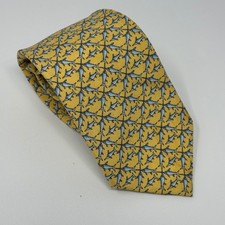 Vineyard Vines Mens Silk Tie Yellow Shark Print Handmade Made in USA