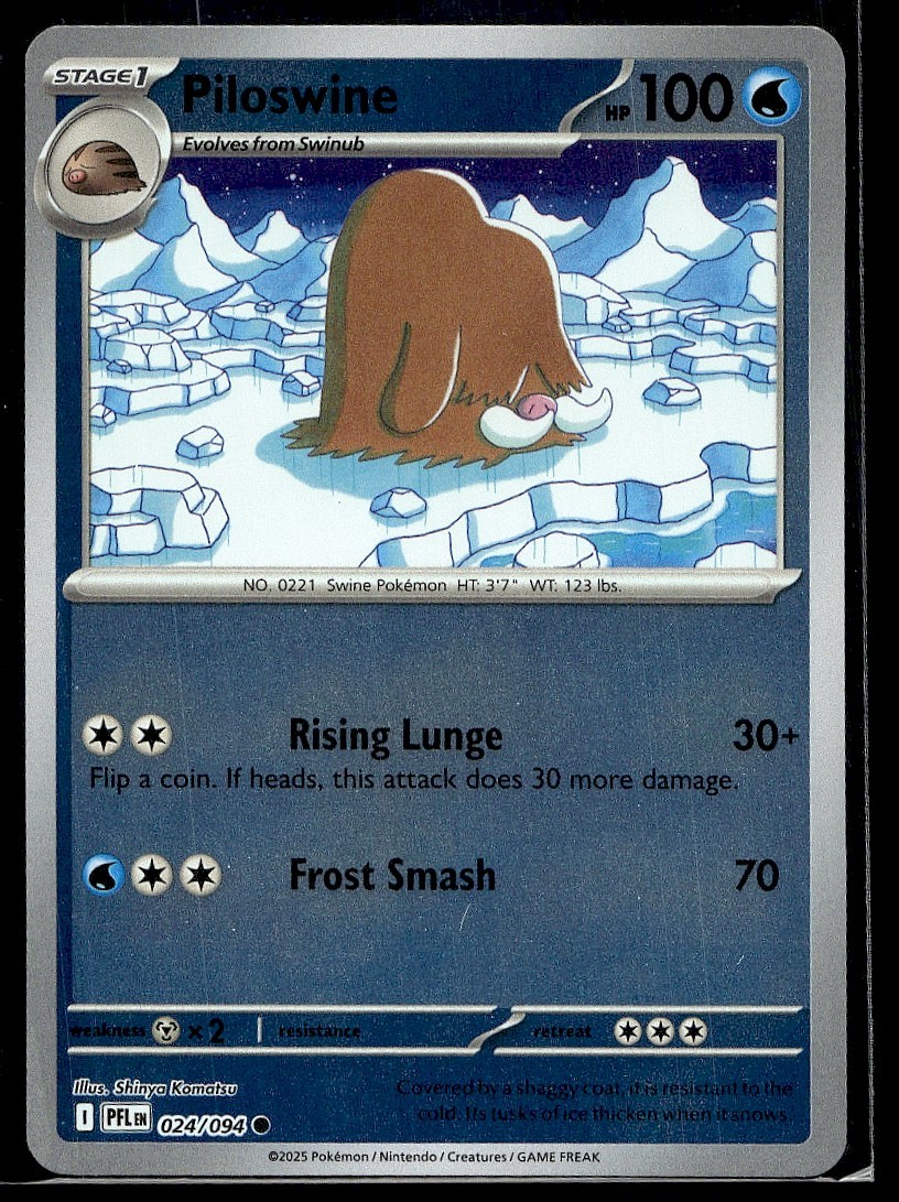 Piloswine 024/094 Common Phantasmal Flames Pokemon Reverse Holo Near Mint B10G10