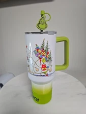 Stanley-Style Grinch Christmas Tumbler 40 oz Insulated Cup w/ Handle & Straw