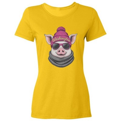 Cool Hog Support The District Design - Fans Ladies' Crewneck T-Shirt