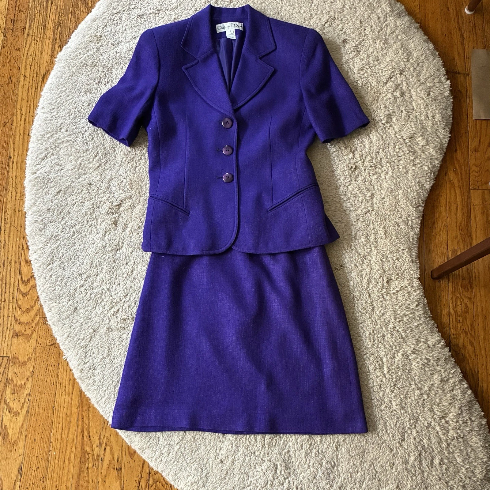 Tuta vintage Christian Dior viola gonna taglia 6 usata in ottime condizioni set abbinato