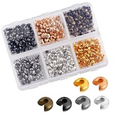 600 Pcs 4mm Semicircular Crimp Beads Knot Covers for DIY Jewelry Making Bracelet